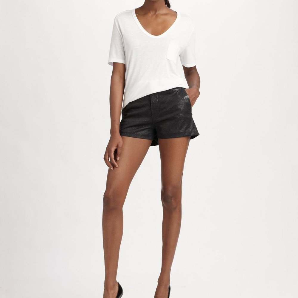 J Brand Lola High-Rise Shorts Glitter Stealth
